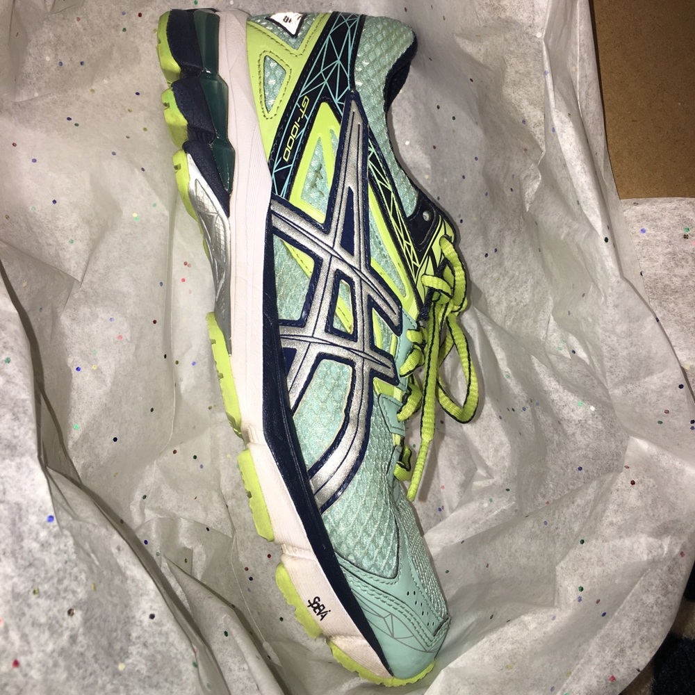 Asics GT-1000 athletic shoe (teal,lime green,navy)